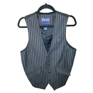 English Laundry Vest Christopher Wicks Striped Large Embroidered Detailing Vest